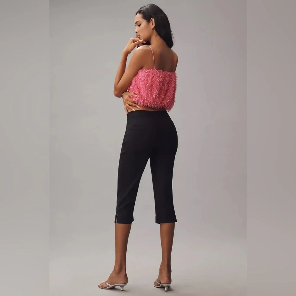 NWT Maeve Anthropologie US 8 Linen Blend Capri Black Pants - Picture 4 of 15